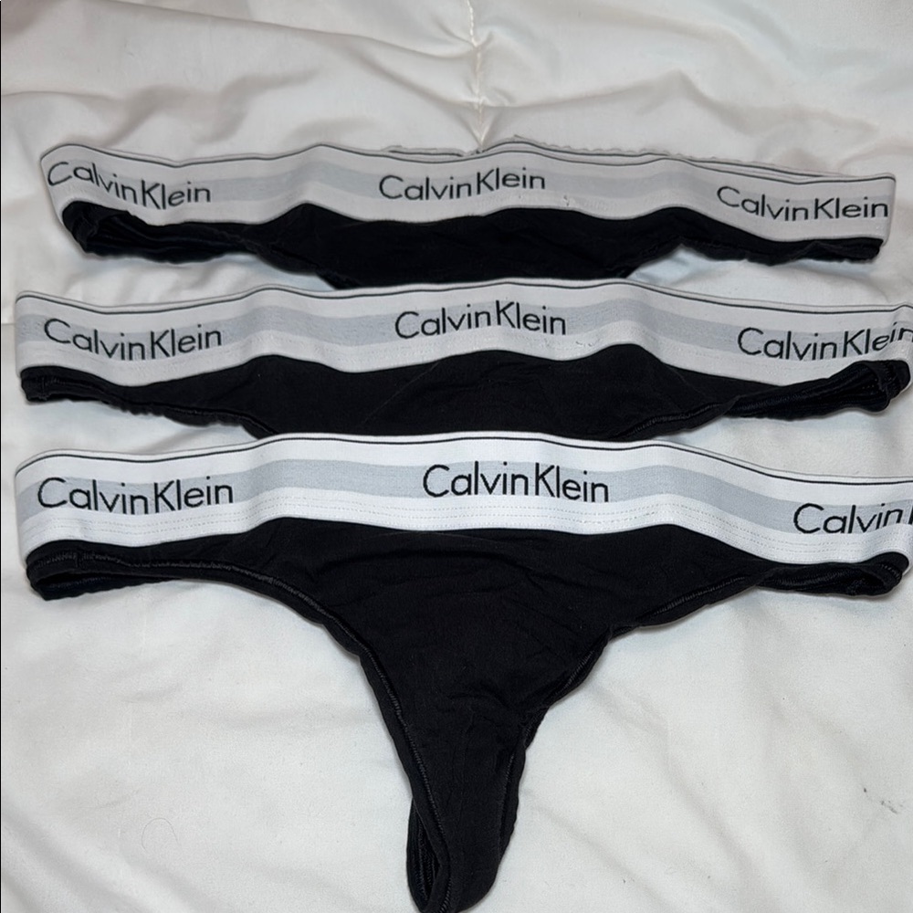 Calvin Klein Icon Cotton Modal Thong CK Black Size Medium Set of Three